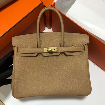 Hermes愛馬仕 Togo 奶茶色 Birkin BK 鉑金包 25cm 金扣