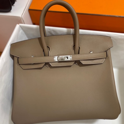 Hermes愛馬仕 Jonathan皮 威瑪犬米色 Birkin BK 鉑金包 25cm 銀扣