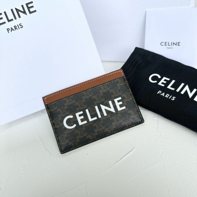 Celine 印花標誌印花卡包 黃褐色 尺寸:10.5X 7釐米 型號:100702