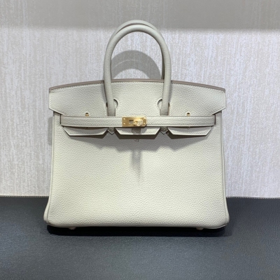 Hermes愛馬仕 togo 珍珠灰 Birkin BK 鉑金包 25cm 金扣