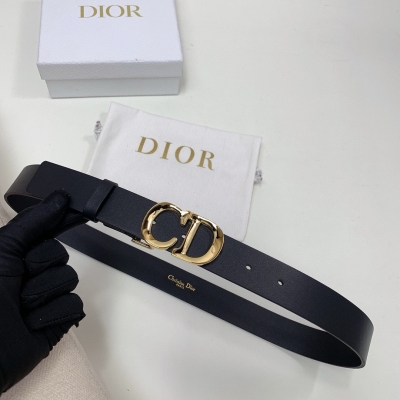 Dior迪奧 cest 腰帶 3.0毫米黑色光滑牛皮革、雙面進口小牛皮腰帶