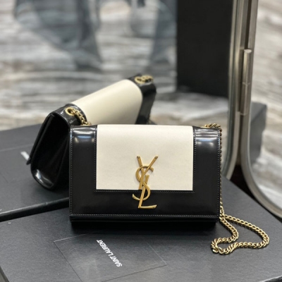 YSL聖羅蘭Yves Saint Laurent SLP 黑配白 KATE 20cm專櫃最新尺寸，永不過時的款式，不可抗拒的超強魅力，人手必備的款式！20cm使用起來剛剛好，出門必帶品都能輕鬆納入！你相中了嗎？型號：469390黑配白