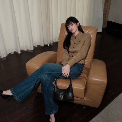 YSL聖羅蘭Yves Saint Laurent 2025ss 最新款春日套裝 翻領夾克高腰半裙 復古配色 乾淨俐落 搭配高級半裙 給你不一樣的高級春日穿搭 SML