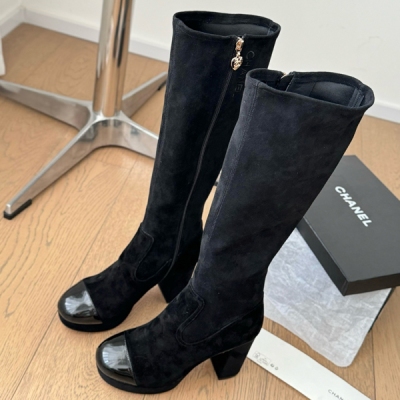 Chanel香奈兒 2024K新款彈力長靴 防水台系列 穿上立馬大長腿 鞋面彈力皮 內裡羊皮 真皮大底 Size:35-39 其他碼數定做