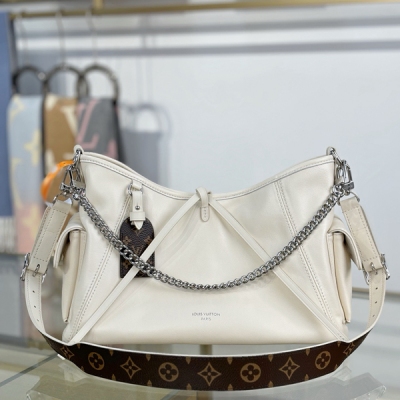 LV路易威登 特級MB晶片版原廠皮 CARRYALL CARGO 小號手袋 型號：M12919白色 材料：A級全鋼五金，進口原廠面料 包裝：全套原廠免稅MB包裝 尺寸：33.5x23x15cm