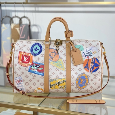 LV路易威登 特級MB163c晶片版原廠皮 KEEPALL BANDOULIèRE 45 旅行袋 型號：M14736 材料：A級全鋼五金，進口原廠面料 包裝：全套原廠免稅MB包裝 尺寸：45x27x20cm
