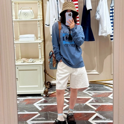 Gucci古馳 2025ss 雙G提花牛仔短褲提花牛仔面料 收腰顯腿長的A字版型 對任何身材都很友好 復古色洗水超級百搭 SML