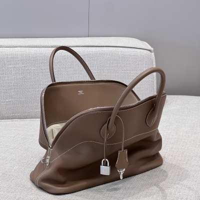 Hermes愛馬仕 swift Bolide31 銀扣 new Date “k”-2025 GERMANY Leather relax 35cm 大象灰 銀 全手工縫製
